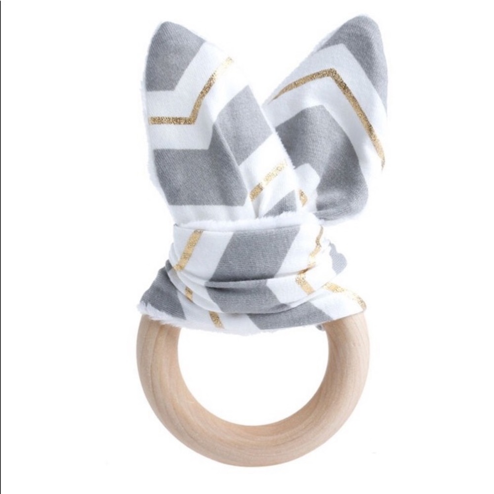 Organic wooden bunny ear tether boy or girl